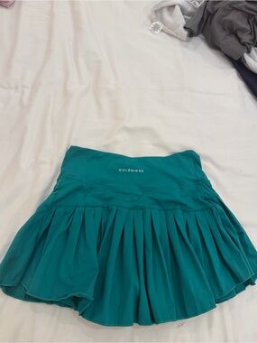 GoldHinge Teal Pleated Active Skirt